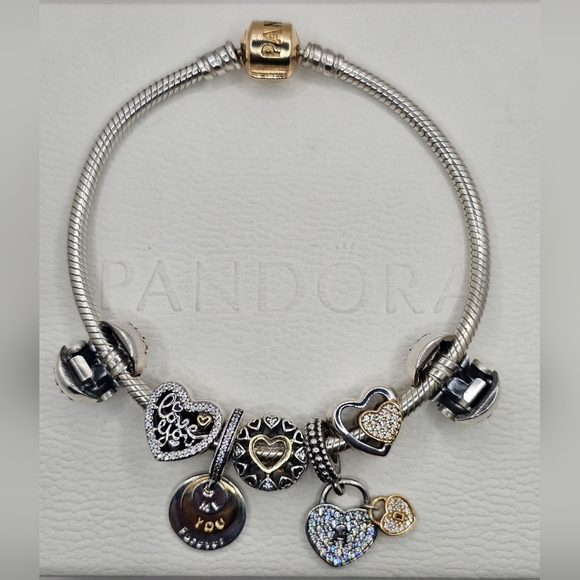♥️ 8pc Authentic Pandora LOVE BRACELET GIFT 🎁 SET With 14k GOLD - Picture 4 of 14